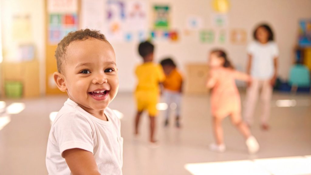 Happy toddler boy at a Palm Bay daycare
