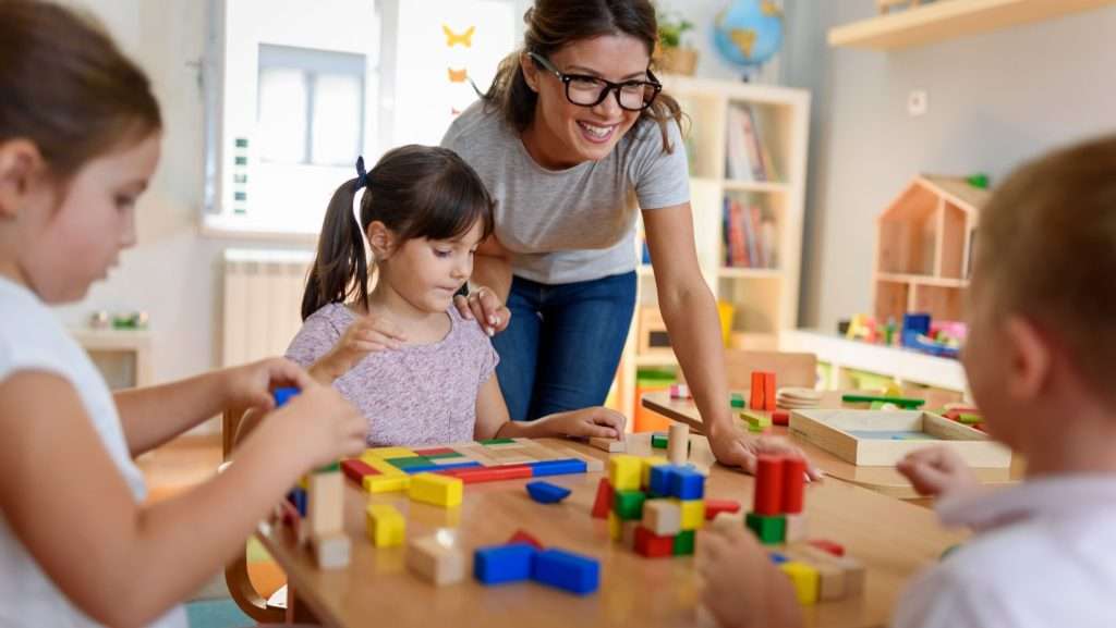 Palm Bay preschoolers playing with blocks